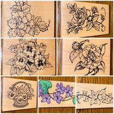 Rubber Stamps Crafters Floral Flower Lot New
