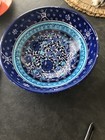 Colorful Blue Handmade Turkish Ceramic Bowl Beautiful Vibrant Colors