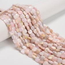 Natural Pink Opal Faceted Square Beads Size 8mm 15.5'' Strand