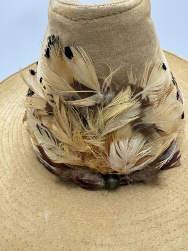 Sombrero de vaquero occidental vintage 7 1/8 Young An Youngan YA 1970 banda de plumas de faisán - Imagen 4 de 15