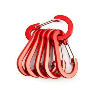 MANKUS 🏕 6x Outdoor Camping Karabiner 50mm Rot camping Zelten Schlüssel Anhänger