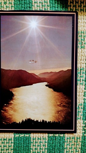 HERMOSA POSTAL ESTILO CROMO VISTA AÉREA LAGO MEDIA LUNA WASHINGTON - Imagen 6 de 11