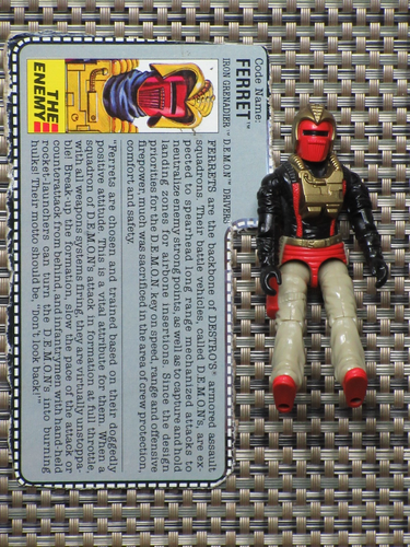 GI Joe Vintage Cobra Ferret Actionfigur 1988 Pilot File Card 100% KOMPLETT