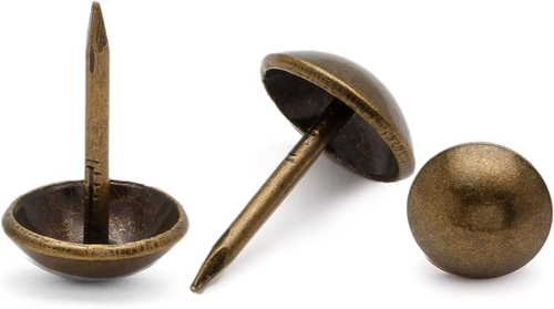 300 Pezzi Punte per Tappezzeria Bronzo, 7/16'' Testa Tonda Diametro Tappezzeria Chiodi Pelliccia - Foto 10 di 16