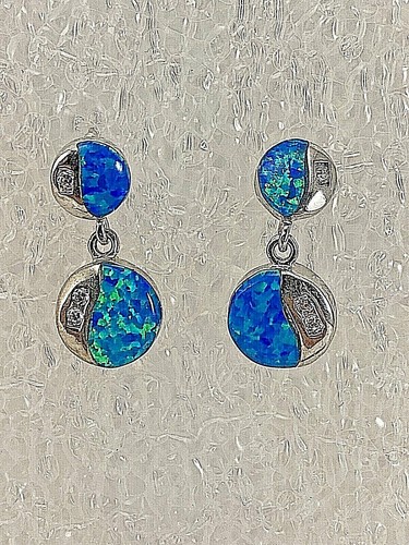 Sterling Silber 0,925 ~ Wilson Opal Zirkonia ~ 3/4" Ohrhänger - Bild 6 von 8