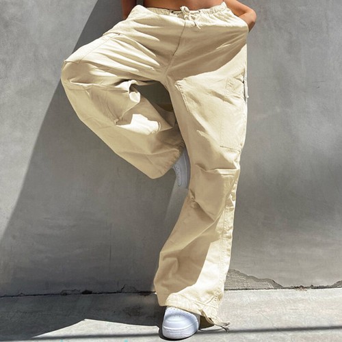 Lady Cargo Pants Trousers Drawstring Hiking Loose Harajuku Casual Ruched Plain - Bild 1 von 14