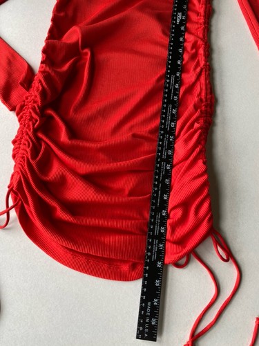 Abito donna Helmut Lang taglia XL NUOVO rosso a costine elasticizzato body con sexy club mini - Foto 11 di 14