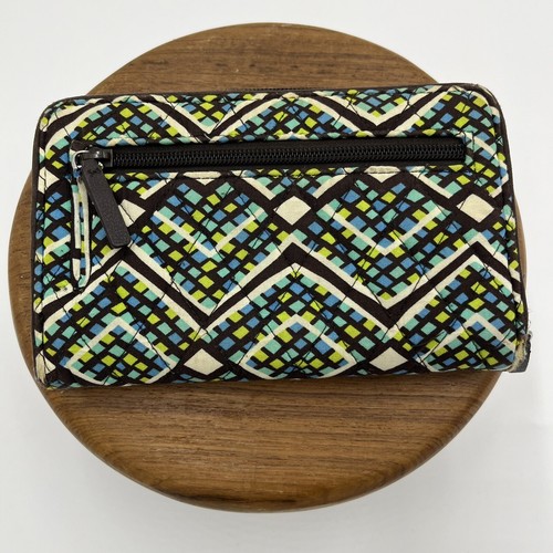 Vera Bradley gesteppte Geldbörse Clutch braun blau grün - Bild 2 von 8
