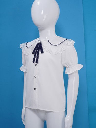 Girls Shirt Casual Blouse Party Top Bowknot Tunic Collar Tee Breathable Shirts - Picture 9 of 19