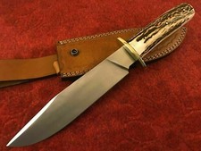 Custom Handmade Hunting D2 Steel Bowie Knife Full Tang handle StagAntler/sheath