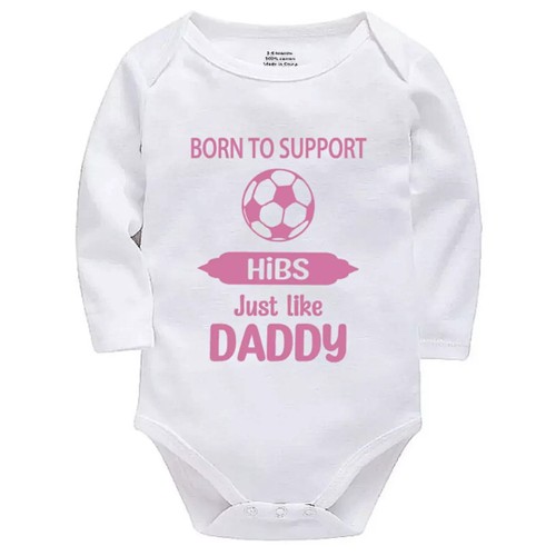 Personalised Born to Support Hibernian HIBS Baby Bodysuit Football Fans - Picture 4 of 11