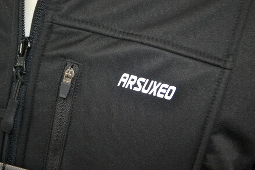ARSUXEO Men's Full Zip Cycling Soft Shell Jacket SIZE XL Black NWT - Picture 3 of 8