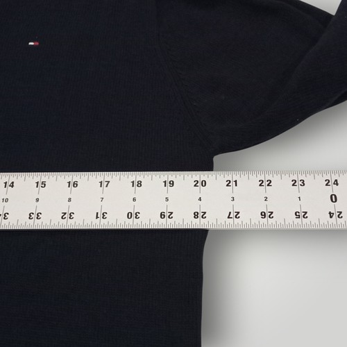 Tommy Hilfiger Men's XL 20 Navy Blue 1/4 Zip 100% Cotton Ski Sweater - Afbeelding 10 van 12