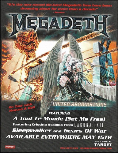 Megadeth 2006 United Abominations álbum anuncio 8 x 11 publicidad impresión