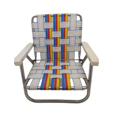 Vintage Webbed Aluminum LOW Folding Beach Chair Red Yellow Green Blue