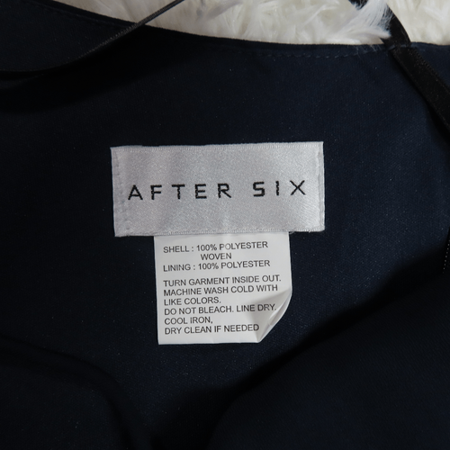 After Six Midnight Navy Crepe One-Shoulder Draped Cowl-Neck Maxi Dress Size 0R - Picture 5 of 9