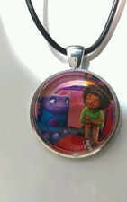 HOME The Movie "Oh  Tip" Glass Pendant with Leather Necklace