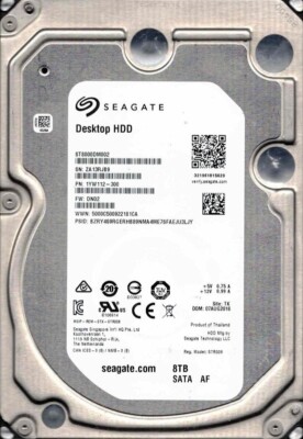 ST8000DM002 P/N: 1YW112-300 F/W: DN02 TK ZA13 AUG 2016 Seagate 8TB
