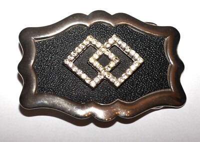 Vintage Double Diamond Shape Design Rhinestone Black Faux  display picture 3