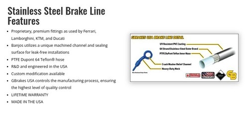 KAWASAKI 1990-2002 ZX 600 (E/D) / ZX6 GALFER BRAIDED FRONT BRAKE LINE KIT - Picture 4 of 7