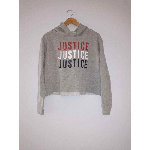 Justice Spell Out Cropped Hoodie Sweatshirt Girl's Gray Size 14-16 Active Cute - Picture 2 of 8