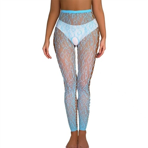 Leopard-Pattern Stockings Pantyhose Crotchless Footless Fishnet Tights for Women - Picture 10 of 11