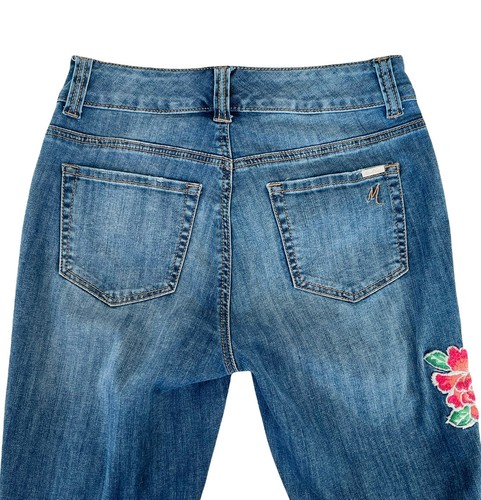 MELISSA McCARTHY Seven7 Embroidered Floral Distressed Skinny Jeans Sz 4 Slimming - Picture 9 of 10