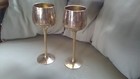 Brass Long Stem Wine Goblets  - A Pair