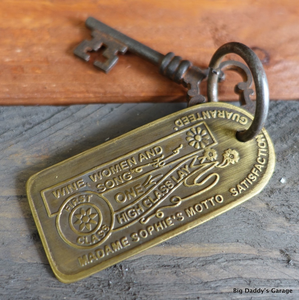 Historic Hotel De Paris Brothel Room Brass Tag & Key Antique