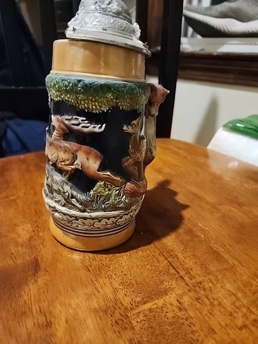 Vintage Original KING Figural Fox Handle German Lidded Beer Stein Mug Germany - Picture 6 of 10