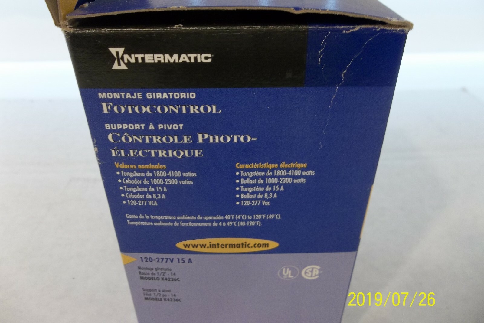 Stem /& Swivel Mount Intermatic K4236C 120-277-Volt Thermal Photocontrols
