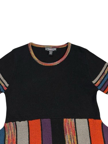 The Pyramid Collection Langarm Asymmetrischer Pullover Schwarz Gold Rot Gr. Small - Bild 3 von 9