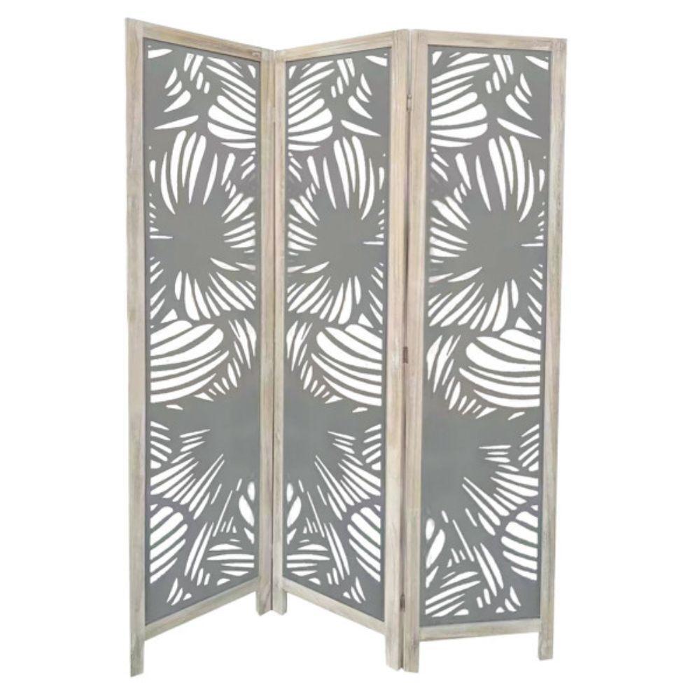 Paravento Design Grigio Palmy 3 Ante 132x170 - Separé Moderno Legno