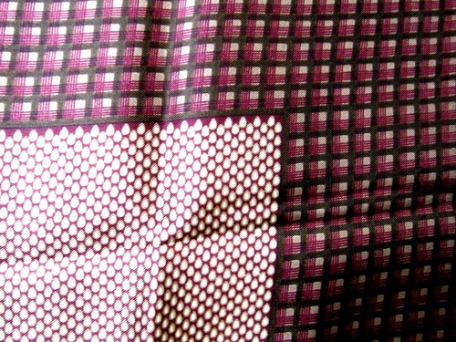 VTG Anne Klein Rolled Edge Silk Scarf Brown Checkered Signed 21" Square - Picture 5 of 6