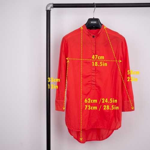 COSTUME NATIONAL Women Red Mock Neck Button-Up Romantic Cotton Shirt M - Picture 3 of 10