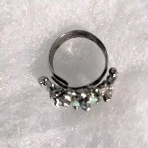Anillo Vintage Jadita Y Plata Años 30 Orgánico Abstracto Era Retro - Imagen 3 de 8
