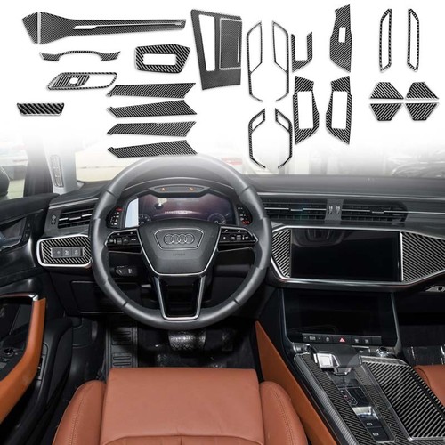27Pcs For Audi A6 2019-2023 Carbon Fiber Interior Trim Center Console Kit Set - Bild 1 von 9