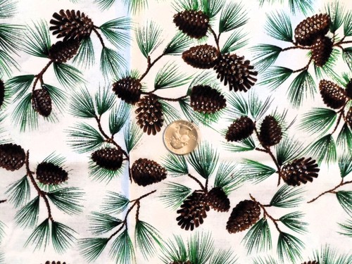 Jo-Ann Stoff Baumwolle Weihnachtsstoff mit Tannenzapfen halber Hof 20" x WOF - Bild 3 von 4