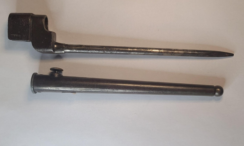 Vintage Spike Bayonet With Scabbard I can't make out the stamp. Pic-3