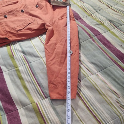 LL Bean Chore Jacket Orange Lined Barn Coat 100% Cotton Sz Mediu Corduroy Collar - Picture 9 of 17
