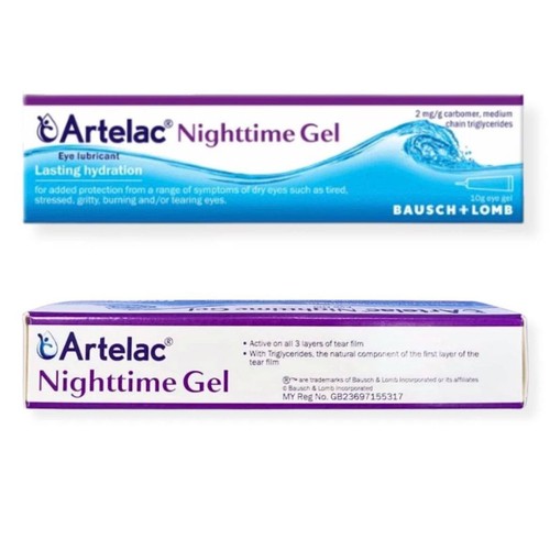 Gel para ojos nocturno 2x 10g Bausch Lomb ARTELAC hidratación para ojos secos de larga duración - Imagen 4 de 4