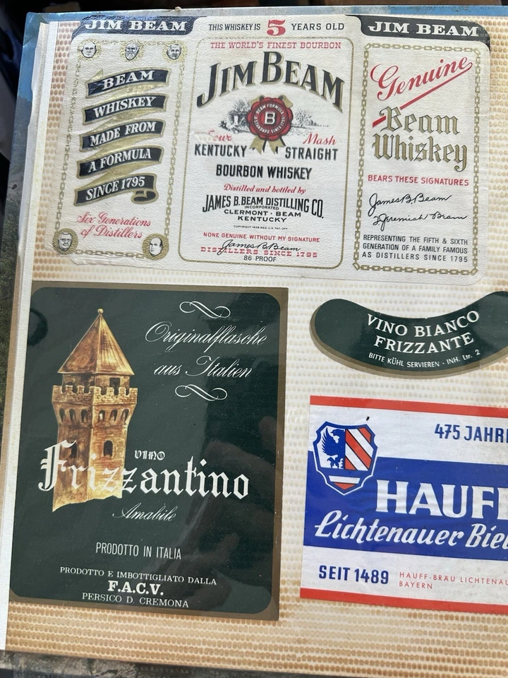 Álbum de recortes de 50+ etiquetas vintage de vino licor cerveza colección internacional RARA Foto 4 de 4