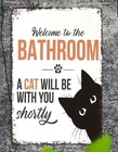 Funny Cat Bathroom Sign 8x12 Metal Wall Decor Retro Black Cat Gift House Humor