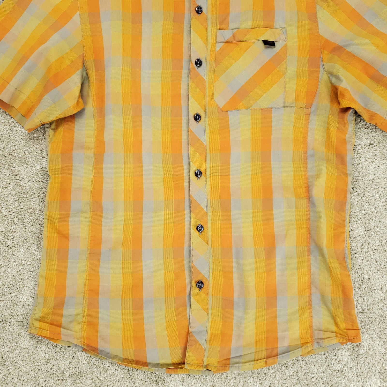 ARC'TERYX Arcteryx Camicia Uomo Piccola Arancione Plaid Peakline Manica Corta Bottoni