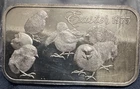 Vintage 1 oz .999 Fine Silver Art Bar - 1975 Easter Chicks - Madison Mint