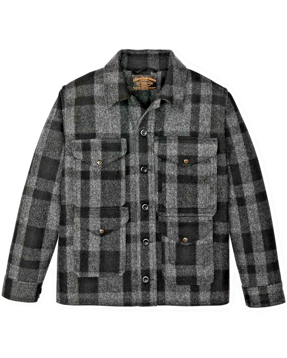 New! Filson 1940s Mackinaw Wool Cruiser Jacket in Charcoal/Black