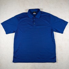 Nike Golf Men's Large Blue Striped Dri-Fit Short Sleeve Performance Polo Shirt