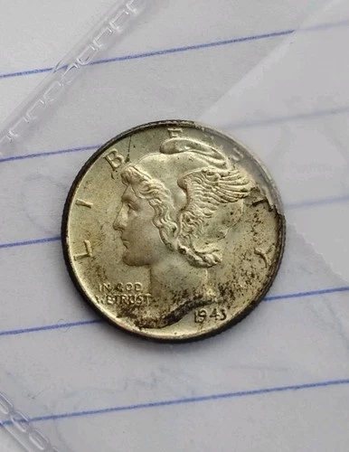1943 Mercury Dime 90% Silver Uncirculated w/ Toning