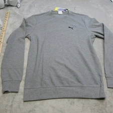 Puma Sweatshirt Mens Small Gray Crew Neck Warm Active Stretch SOFT Pullover NEW