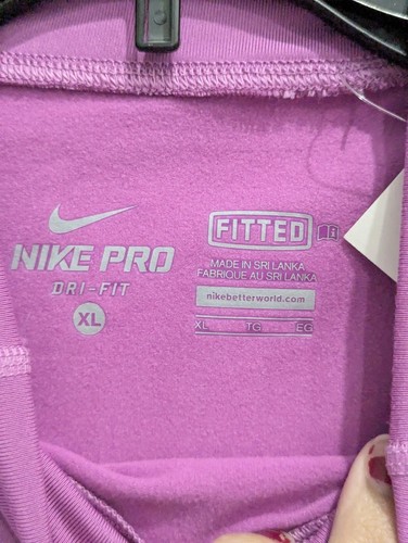 Girls Pink Nike Pro Dri Fit Long Sleeved Shirt Size XL Training Style 518168 - Picture 2 of 5